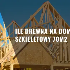 Konstrukcja szkieletowa domu z drewna pod niebieskim niebem.